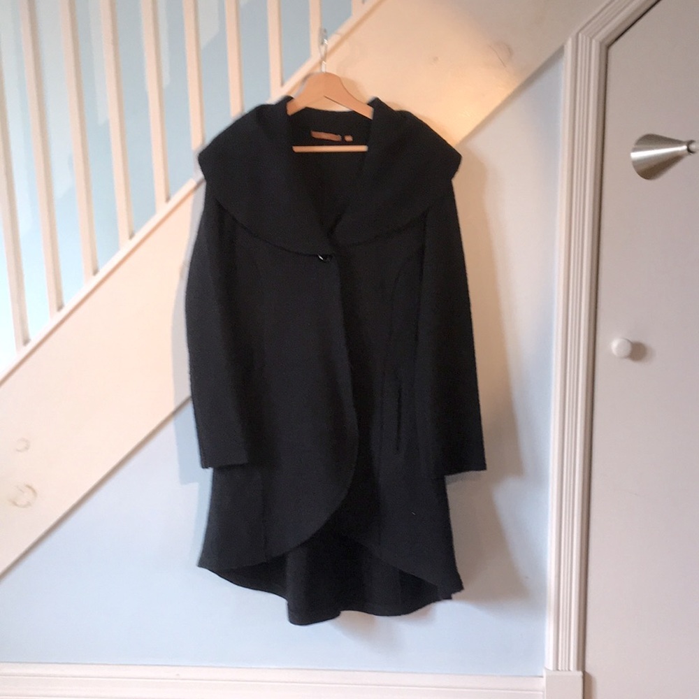 Oat New York Black Draped Hooded Coat